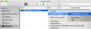 OS X - Finder - Otevřít